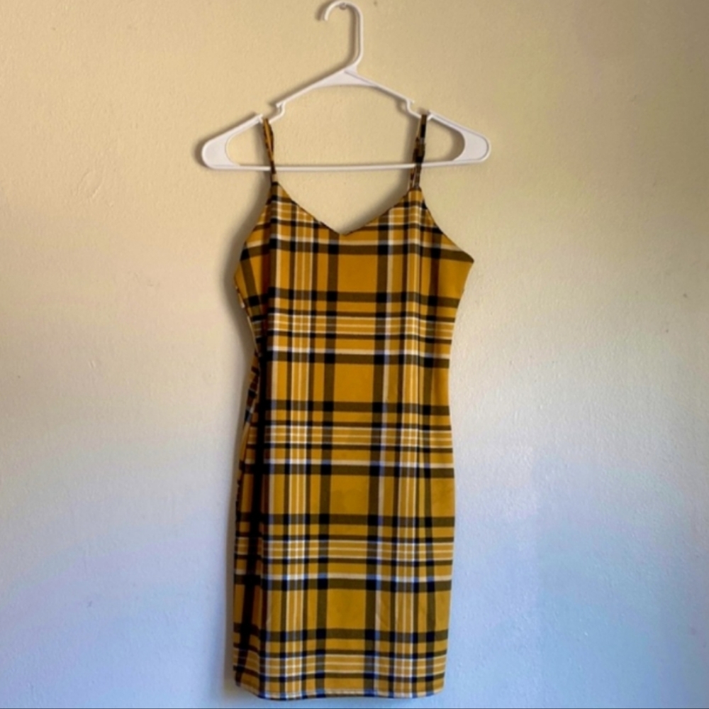 Yellow Plaid Cami Dress
